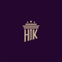 hk första monogram logotyp design för advokatbyrå advokater med pelare vektor bild