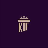 kf anfängliches Monogramm-Logo-Design für Anwaltskanzleianwälte mit Säulenvektorbild vektor