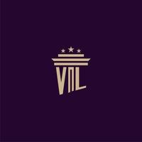 vl anfängliches Monogramm-Logo-Design für Anwaltskanzleianwälte mit Säulenvektorbild vektor