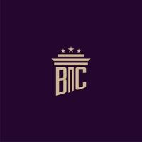 bc anfängliches Monogramm-Logo-Design für Anwaltskanzleianwälte mit Säulenvektorbild vektor