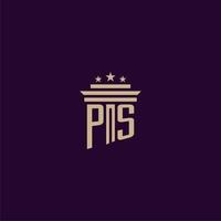 ps första monogram logotyp design för advokatbyrå advokater med pelare vektor bild