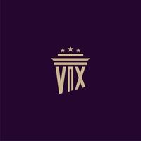 vx första monogram logotyp design för advokatbyrå advokater med pelare vektor bild