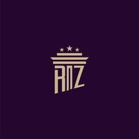 rz första monogram logotyp design för advokatbyrå advokater med pelare vektor bild