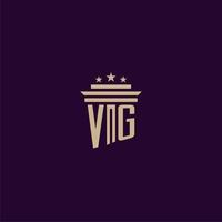 vg anfängliches Monogramm-Logo-Design für Anwaltskanzleianwälte mit Säulenvektorbild vektor