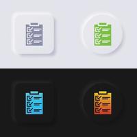Checklisten-Formular-Icon-Set, mehrfarbiger Neumorphismus-Button Soft-UI-Design für Webdesign, Anwendungs-UI und mehr, Button, Vektor. vektor