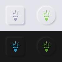 glödlampa ikon uppsättning, Flerfärgad neumorphism knapp mjuk ui design för webb design, Ansökan ui och Mer, knapp, vektor. vektor