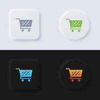 handla vagn ikon uppsättning, Flerfärgad neumorphism knapp mjuk ui design för webb design, Ansökan ui och Mer, knapp, vektor. vektor