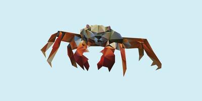krabba polygonal illustration, i de blå bakgrund vektor