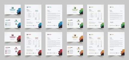 Corporate Branding Identity Design umfasst Visitenkarten, Rechnungen, Briefkopfdesigns und moderne Briefpapierpakete mit abstrakten Vorlagen vektor