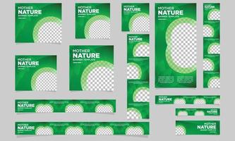Mutter Natur Website-Banner-Design grün vektor
