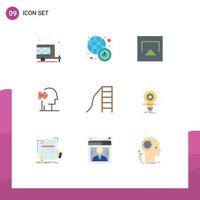 Stock Vector Icon Pack mit 9 Zeilen Zeichen und Symbolen für Kindergarten Baby Air Lösungen Psychologie editierbare Vektordesign-Elemente