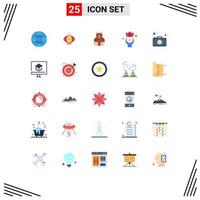 uppsättning av 25 modern ui ikoner symboler tecken för kamera wellness hjärtan väl övning redigerbar vektor design element