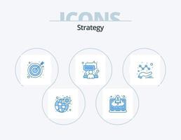Strategie blau Icon Pack 5 Icon Design. Graph. Analytik. Tor. Team. Gruppe vektor