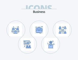 företag blå ikon packa 5 ikon design. människor. företag. balans. resväska. företag vektor