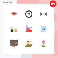 användare gränssnitt packa av 9 grundläggande platt färger av glas äpple juice ui lösning hand redigerbar vektor design element