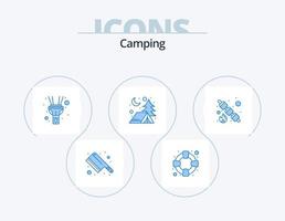 Camping blau Icon Pack 5 Icon Design. . Süss. Fackel. Lebensmittel. Mäusespeck vektor