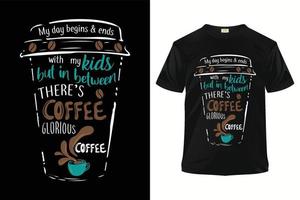 typografi t-shirt design, kaffe t-shirt design skriva ut redo mall. vektor