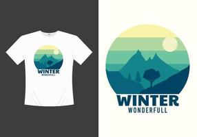 vinter- retro t-shirt tryckbar vektor mall design t tavlan