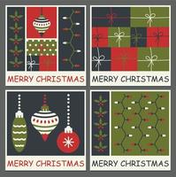glad jul kort med gåvor, jul dekorationer, krans vektor