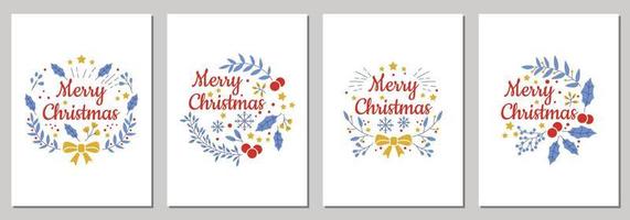 jul kort med glad jul med xmas dekorationer och typografi design. vektor illustration.