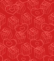 sömlös valentine mönster med gåva lådor och hjärtan vektor
