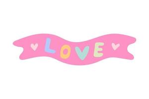 Drücken Sie die Liebe auf ein rosa Band. Valentinstag-Karte. Vektor-Illustration vektor
