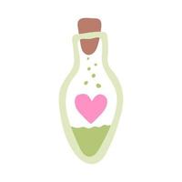 glas flaska med kärlek trolldryck. valentines dag kort. vektor illustration