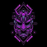 japanische mecha oni mask roboter cyber futuristische logo illustration vektor