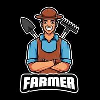 jordbrukare tecknad serie karaktär maskot logotyp vektor