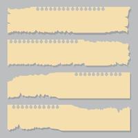 Design von zerrissenen Seiten. zerrissene Papiernotizen zerrissene Kanten mit Klebeband, Vektor-Notizblock realistische Farbe Briefpapier leeres Notizpapier vektor