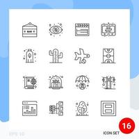 Aktienvektor-Icon-Pack mit 16 Zeilenzeichen und Symbolen für bearbeitbare Vektordesign-Elemente für mobile amerikanische Aktienverbindungen vektor