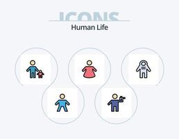 mit menschlicher Linie gefülltes Icon-Pack 5-Icon-Design. Menschen. Bett. Mensch. Arbeiter. Büro vektor