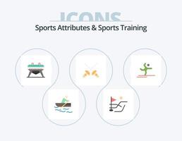 Sportattribute und Sporttraining flaches Icon Pack 5 Icon Design. . durchführen. Gymnastik. Gymnastik. Sport vektor