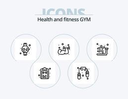 Gym linje ikon packa 5 ikon design. . kondition. gymnast. hantel. emblem vektor