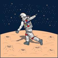 vektorillustration - astronauten fliegen wie ein vogel auf dem mond - flacher karikaturstil vektor