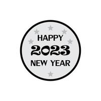 guten Rutsch ins neue Jahr Logo-Text-Design. 2023 Zahlenentwurfsvorlage vektor