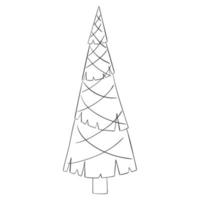 tecknad serie jul träd för färg böcker. linjär design för barns färg böcker. vektor
