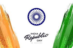 26. januar glücklicher tag der republik indien. indische trikolore flaggenillustration im pinselstil vektor
