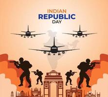 Indien republik dag firande. 26 januari. indisk försvar begrepp. mall för bakgrund, baner, kort, affisch. vektor illustration.