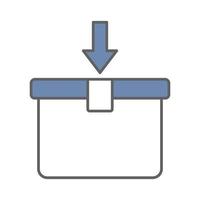 Cargo-Box-Symbol-Illustration mit Pfeil nach unten. geeignet für Symbol "hier öffnen". Symbol für Logistik, Lieferung. zweifarbiger Symbolstil. einfaches Vektordesign editierbar vektor