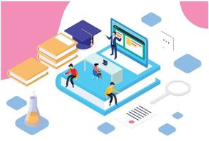 isometrisk modern smart e-learning teknologi illustration, lämplig för diagram, infografik, bok illustration, spel tillgång, och Övrig grafisk relaterad tillgångar i isolerat vit bakgrund - vektor