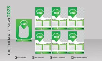 3d vägg kalender design för ny år 2023 och kreativ modern färgrik 2023 ny år skrivbord kalender design vektor