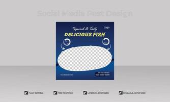 utsökt färsk fisk restaurang mat posta webinar eller social media posta baner vektor