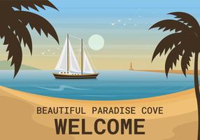 Vacker Paradise Cove Vector Illustration