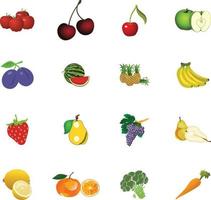 uppsättning frukter och grönsaker. vektor