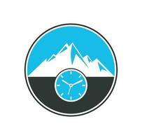 Zeit Berg Logo Icon Design. Abenteuerzeit-Logo-Vorlagenillustration. vektor