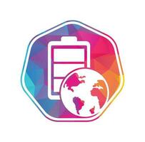 globale Energie-Vektor-Logo-Design-Vorlage. Globus und Batterie-Icon-Design. vektor