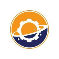 Symbolvektor für das Logo des Planetengetriebes. Design-Element für das Logo des Zahnradplaneten-Symbols vektor
