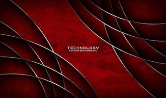 3d röd grov grunge techno abstrakt bakgrund överlappning lager på mörk Plats med silver- vågor dekoration. modern grafisk design element Skära ut stil begrepp för baner, flygblad, kort, eller broschyr omslag vektor