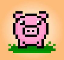 8-Bit-Pixelschwein. Tier für Spielelemente und Kreuzstichmuster in Vektorgrafiken. vektor